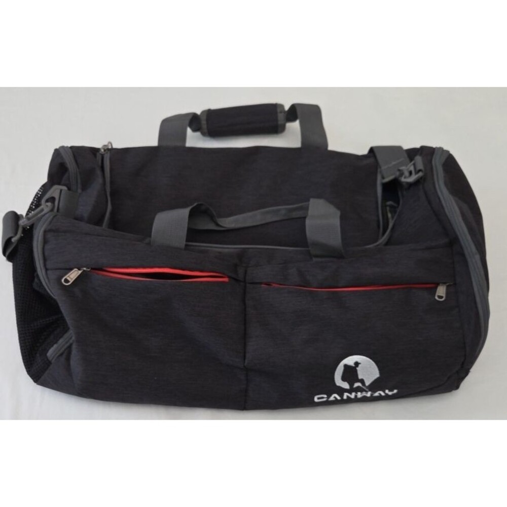 Canway Gym Duffel Bag Travel Sports Bag Carry On Overnight Black Redbmulti...